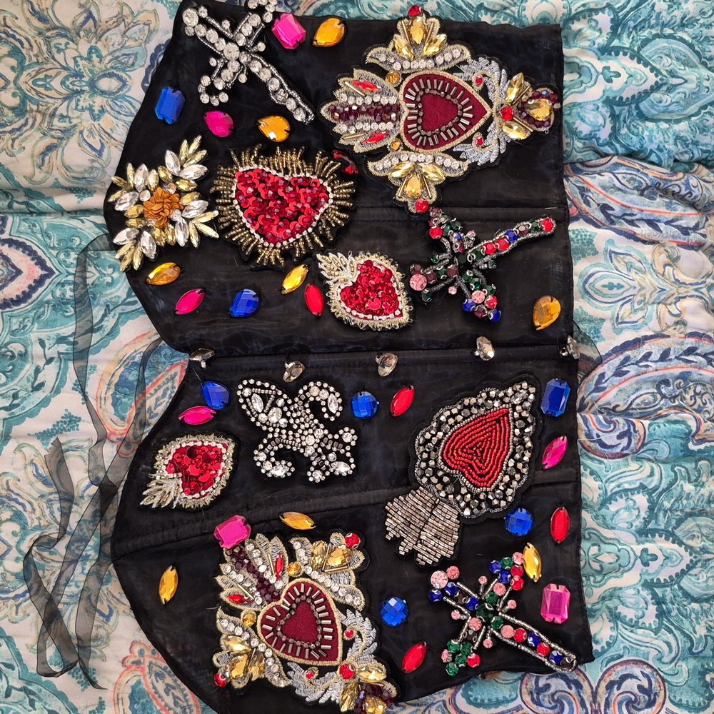 Sugar Thrillz Black Bustier with Multicolor Gems